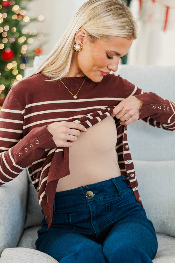 NURSING COLLECTION: Simple Truth Chocolate Brown Striped Sweater