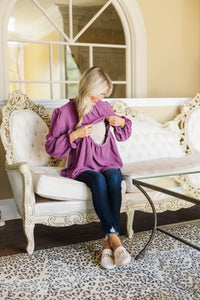 NURSING COLLECTION: Making Moves Plum Ruffled Blouse