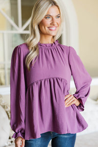 NURSING COLLECTION: Making Moves Plum Ruffled Blouse