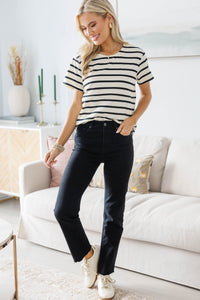NURSING COLLECTION: Lucky You White Striped Tee