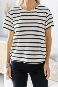 NURSING COLLECTION: Lucky You White Striped Tee