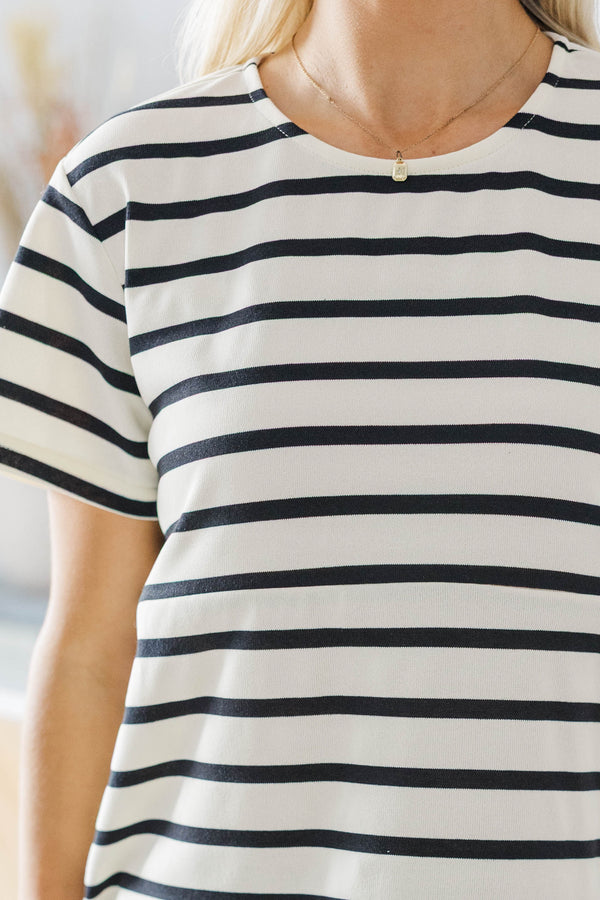 NURSING COLLECTION: Lucky You White Striped Tee
