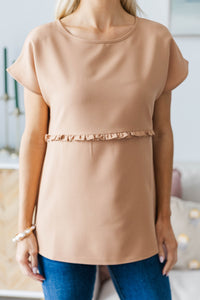 NURSING COLLECTION: Hello Beautiful Camel Top