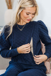 NURSING COLLECTION: Just To Start Navy Quilted Pullover