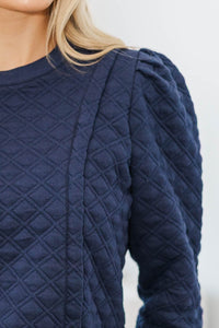 NURSING COLLECTION: Just To Start Navy Quilted Pullover