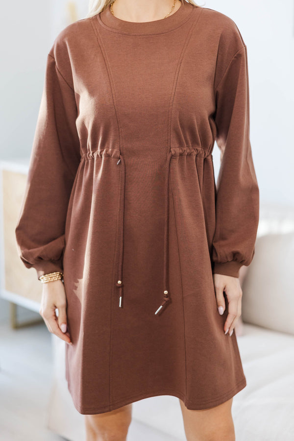 NURSING COLLECTION: Season Of Love Brown Drawstring Dress