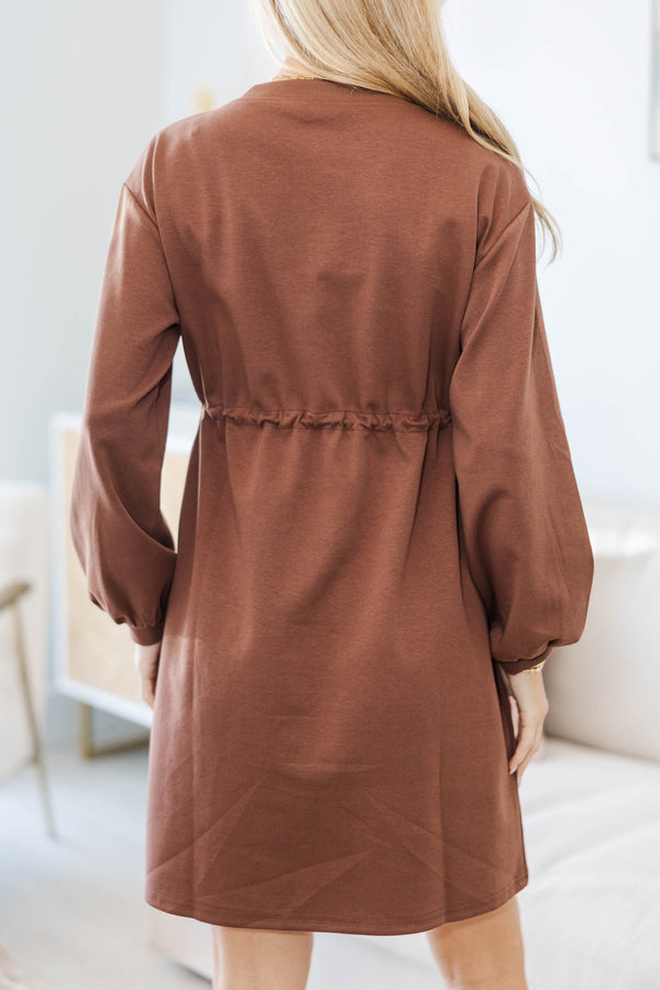 NURSING COLLECTION: Season Of Love Brown Drawstring Dress