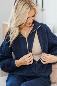 NURSING COLLECTION: Cozy As Can Be Navy Quilted Pullover