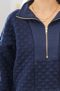 NURSING COLLECTION: Cozy As Can Be Navy Quilted Pullover