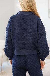 NURSING COLLECTION: Cozy As Can Be Navy Quilted Pullover