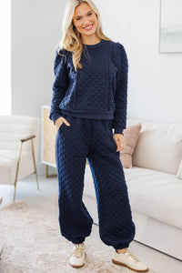 NURSING COLLECTION: Just To Start Navy Quilted Pullover