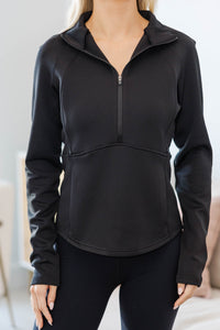 NURSING COLLECTION: Go-Time Black Half Zip Pullover
