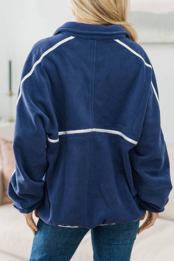 NURSING COLLECTION: Warm Wishes Navy Fleece Trimmed Pullover