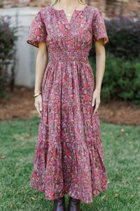I'll Be Seeing You Brown Floral Maxi Dress