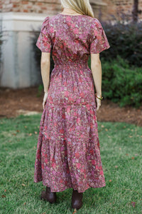 I'll Be Seeing You Brown Floral Maxi Dress
