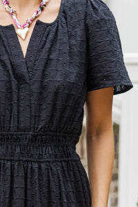 I'll Be Seeing You Black Textured Maxi Dress
