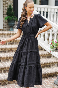 I'll Be Seeing You Black Textured Maxi Dress