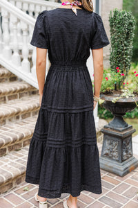 I'll Be Seeing You Black Textured Maxi Dress