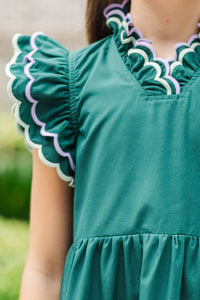 Girls: Memories Are Forever Green Scalloped Dress