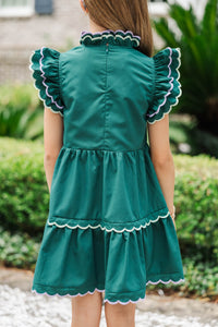 Girls: Memories Are Forever Green Scalloped Dress