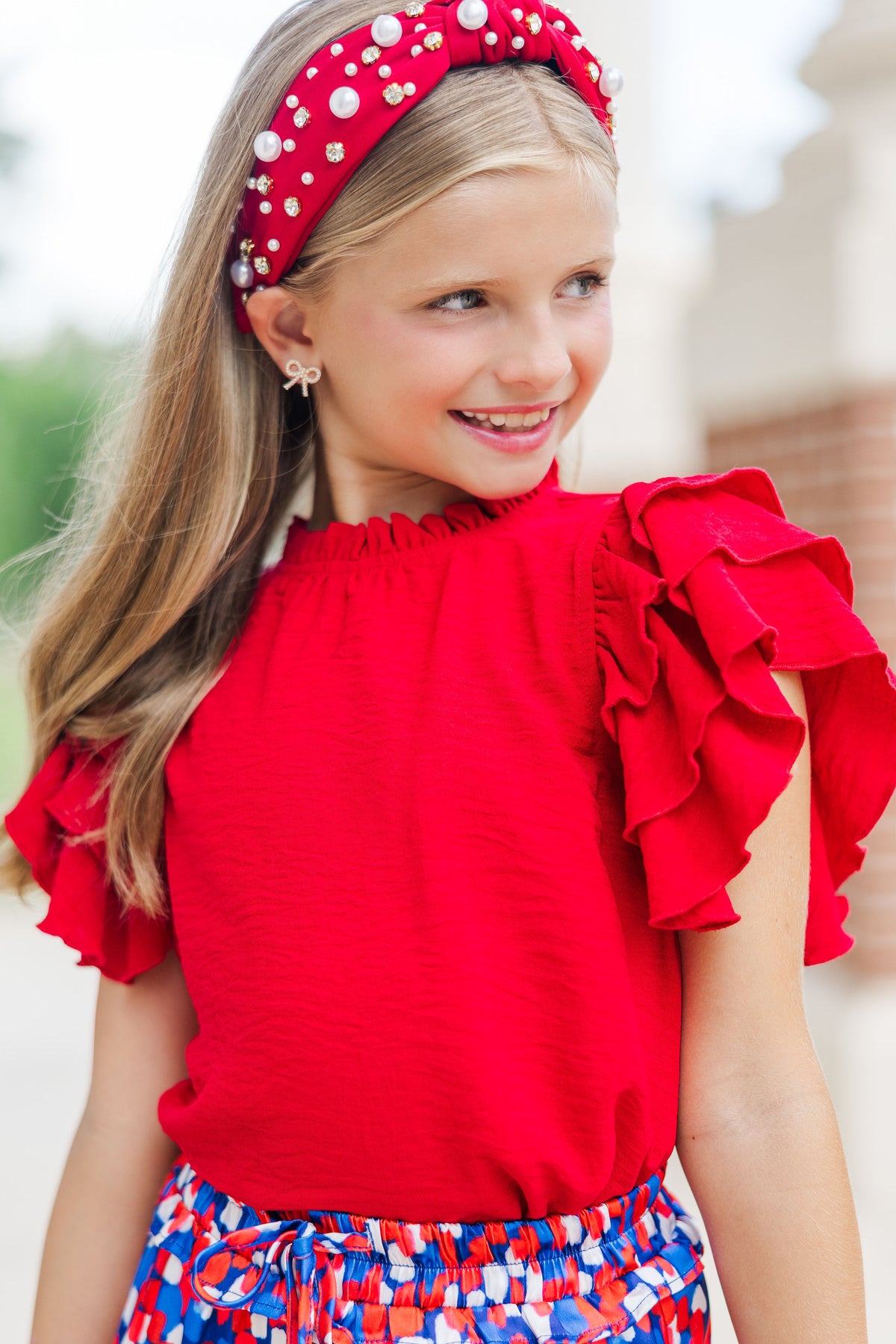 Girls: See You Out Red Ruffled Blouse – Shop the Mint