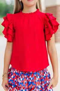 Girls: See You Out Red Ruffled Blouse