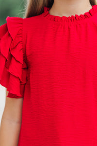 Girls: See You Out Red Ruffled Blouse