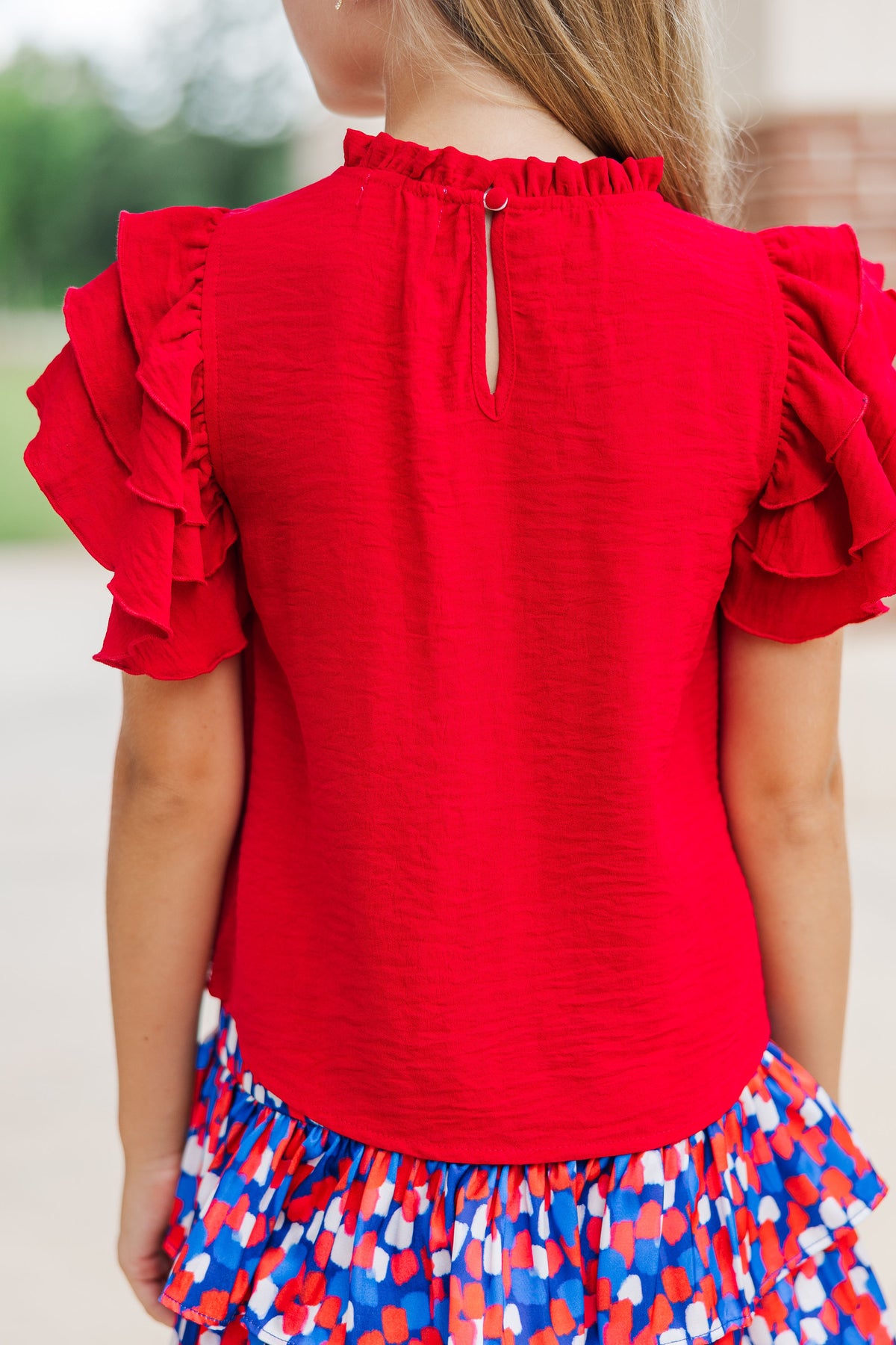 Girls: See You Out Red Ruffled Blouse – Shop the Mint