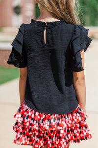 Girls: See You Out Black Ruffled Blouse