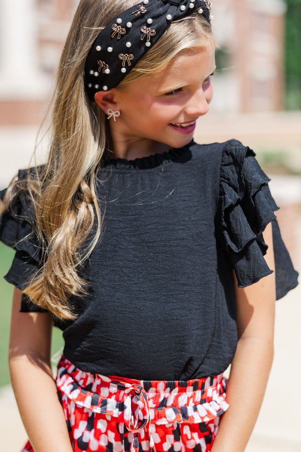Girls: See You Out Black Ruffled Blouse