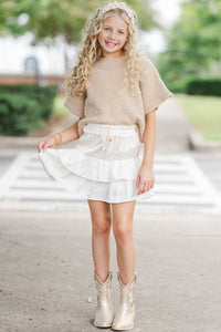 Girls: See You Soon Taupe Brown Embellished Sweater