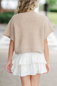 Girls: See You Soon Taupe Brown Embellished Sweater