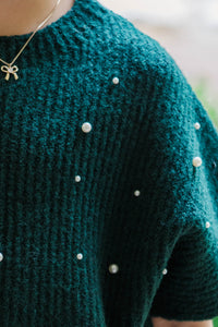 Girls: See You Soon Emerald Green Embellished Sweater