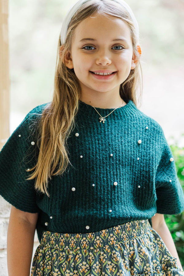 Girls: See You Soon Emerald Green Embellished Sweater