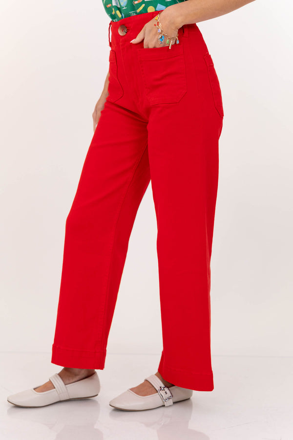 Big Dreams Red Wide Leg Jeans