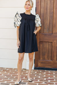There For It Black Ruffled Dress