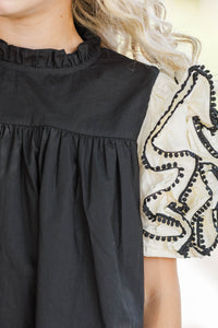 Girls: There For You Black Ruffled Dress