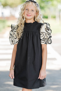 Girls: There For You Black Ruffled Dress