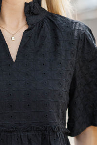 Feeling Your Best Black Eyelet Dress