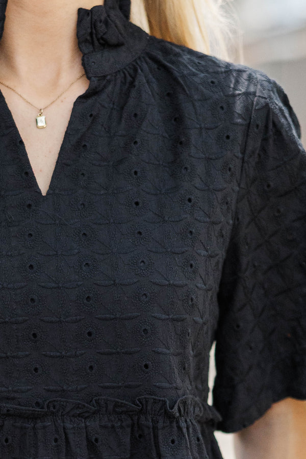 Feeling Your Best Black Eyelet Dress