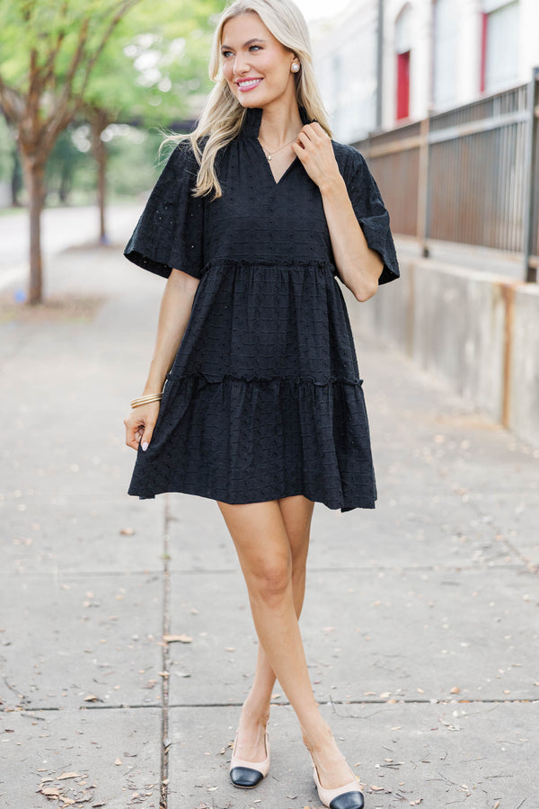 Feeling Your Best Black Eyelet Dress
