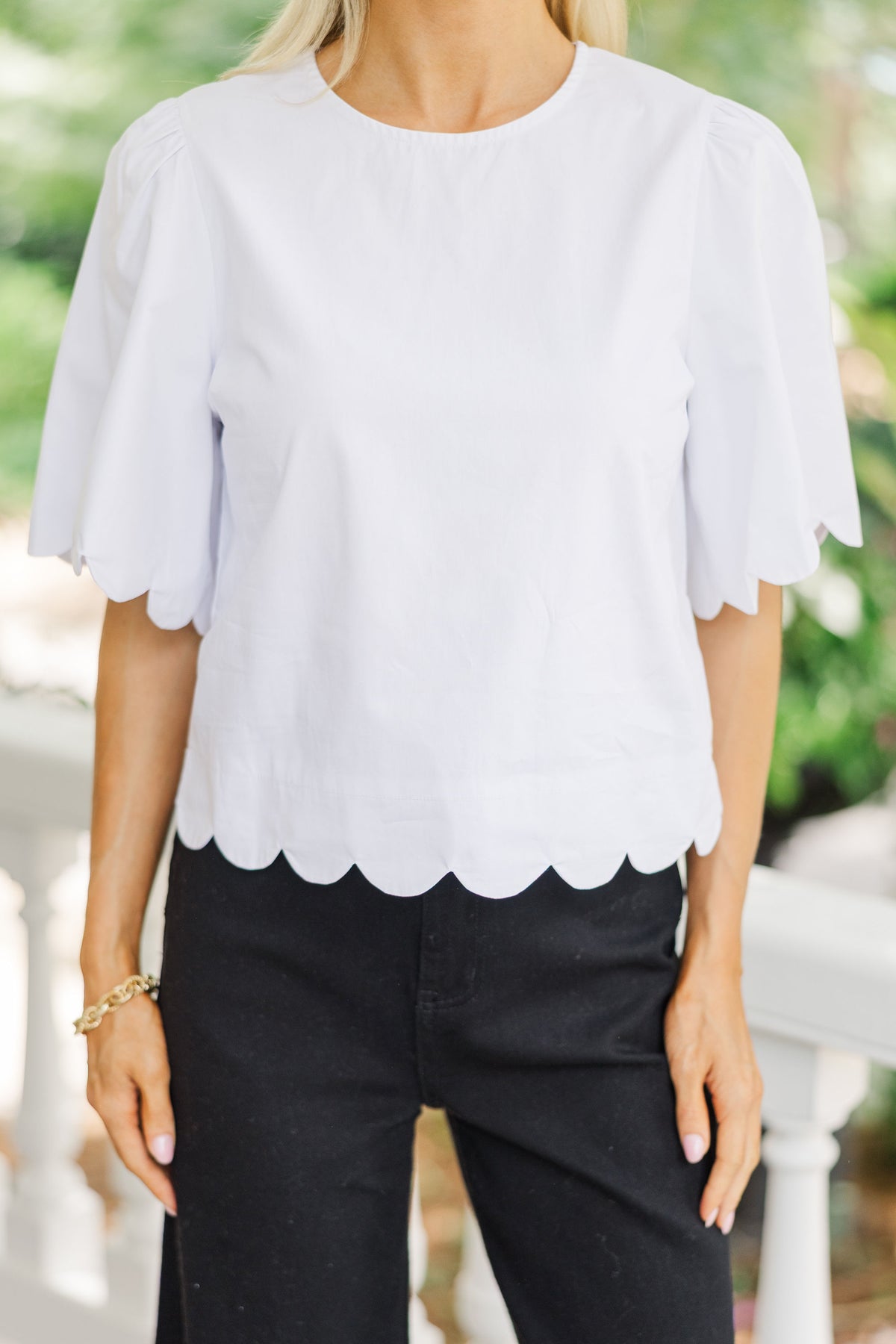 Refined Touch White Scalloped Trim Blouse – Shop the Mint