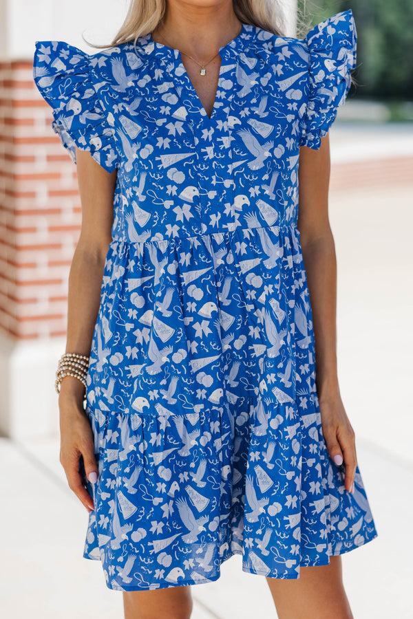 At This Time Royal Blue Eagles Dress