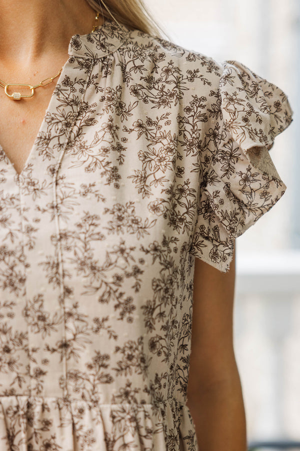 At This Time Brown Toile Dress Shop the Mint At This Time Brown Toile Dress Shop the Mint