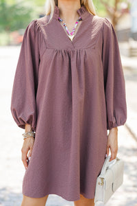 Above And Beyond Brown Textured Shift Dress