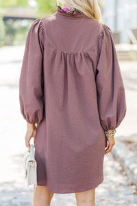Above And Beyond Brown Textured Shift Dress