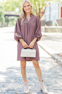 Above And Beyond Brown Textured Shift Dress