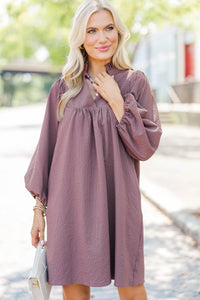 Above And Beyond Brown Textured Shift Dress