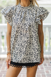 On My Heart Cream Leopard Print Blouse