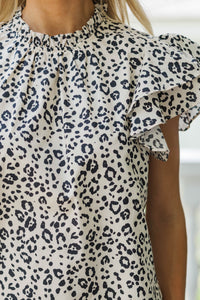 On My Heart Cream Leopard Print Blouse